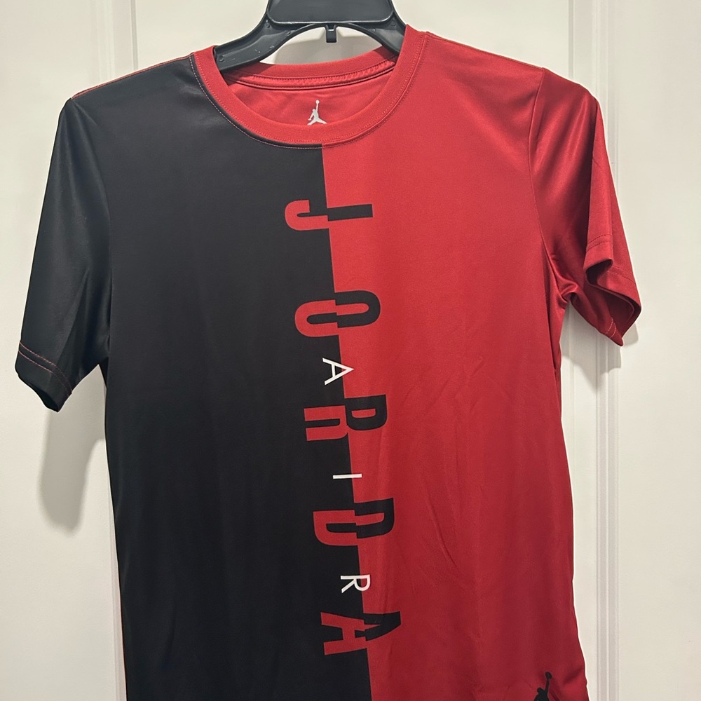 Jordan Red and Black Short Sleeve Tee with Split Design